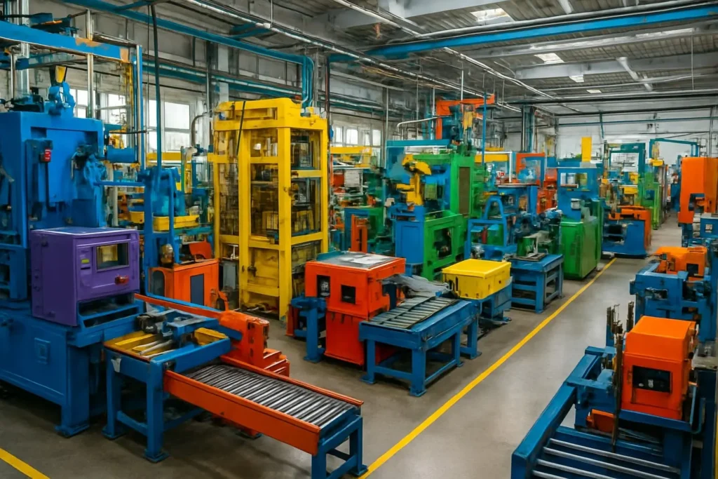 manufacturing equipment in a warehouse for auction